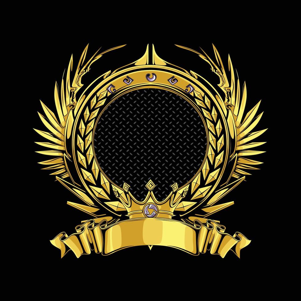 luxury emblem gradient gold crown logo vector