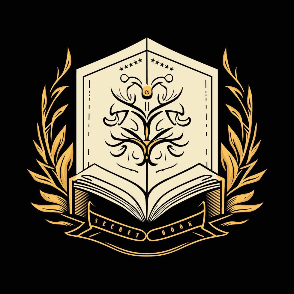minimalist book vintage logo vector