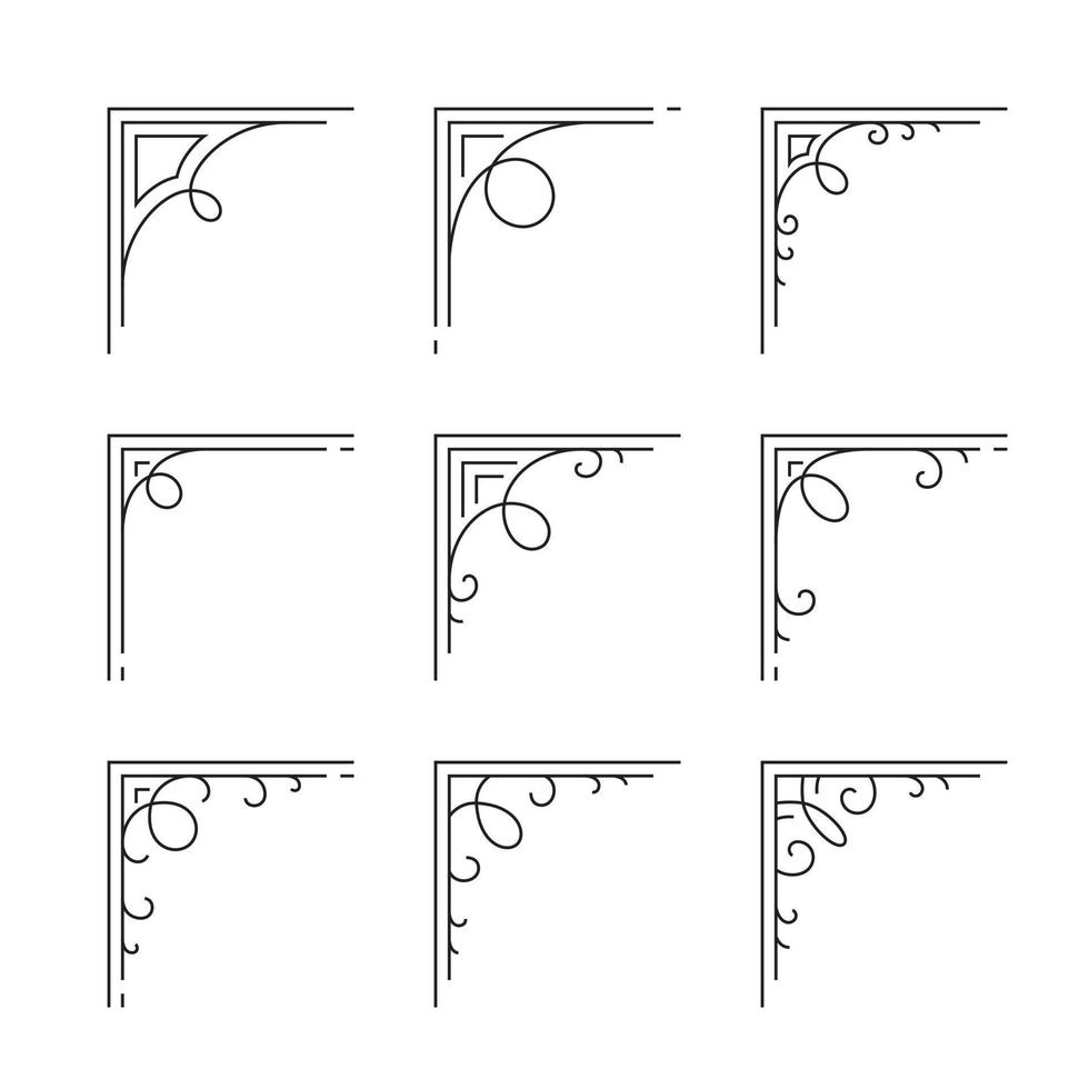 Set Hand Draw Of Corners Different vector