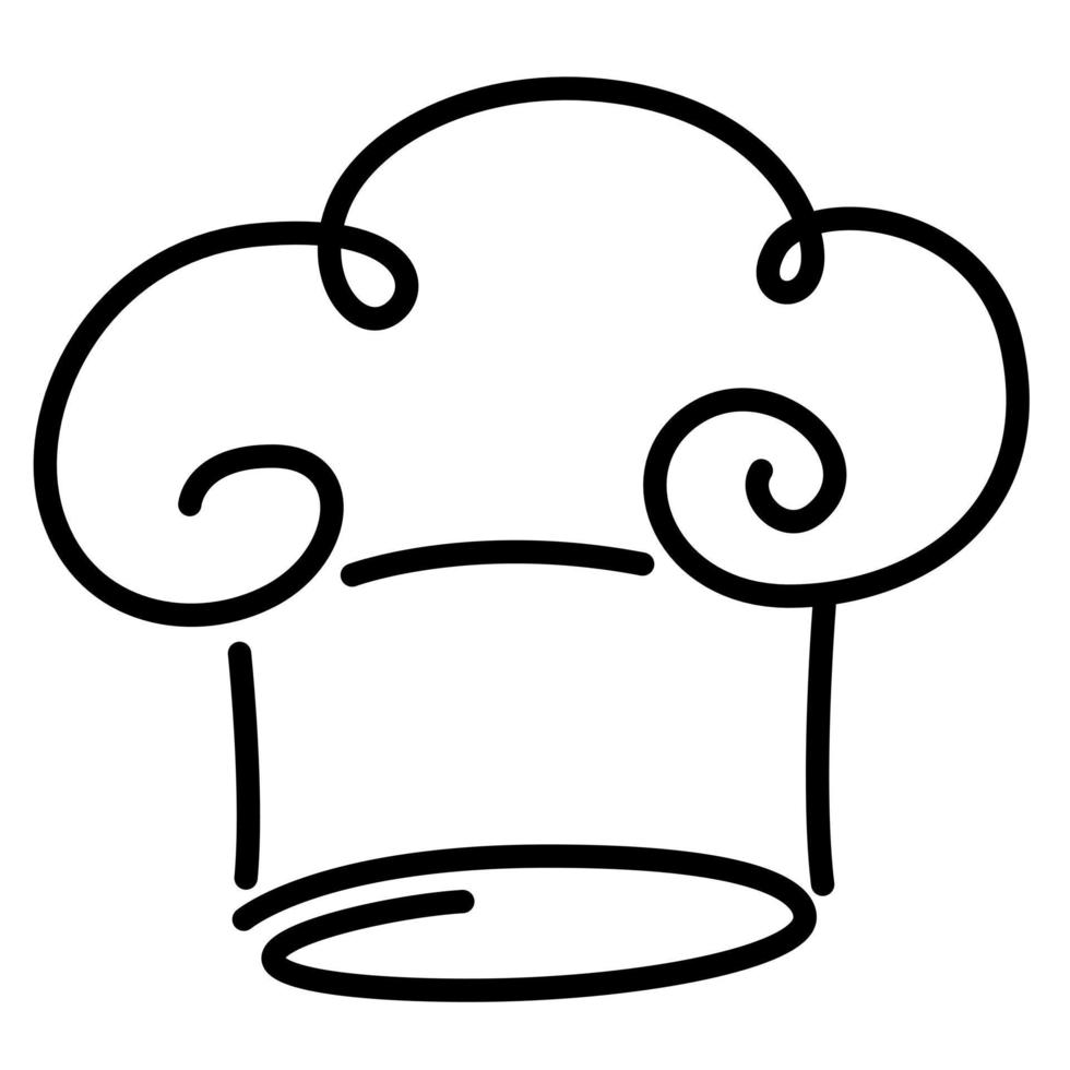 Chef hat line art, chef hat symbol, black line on white background. vector