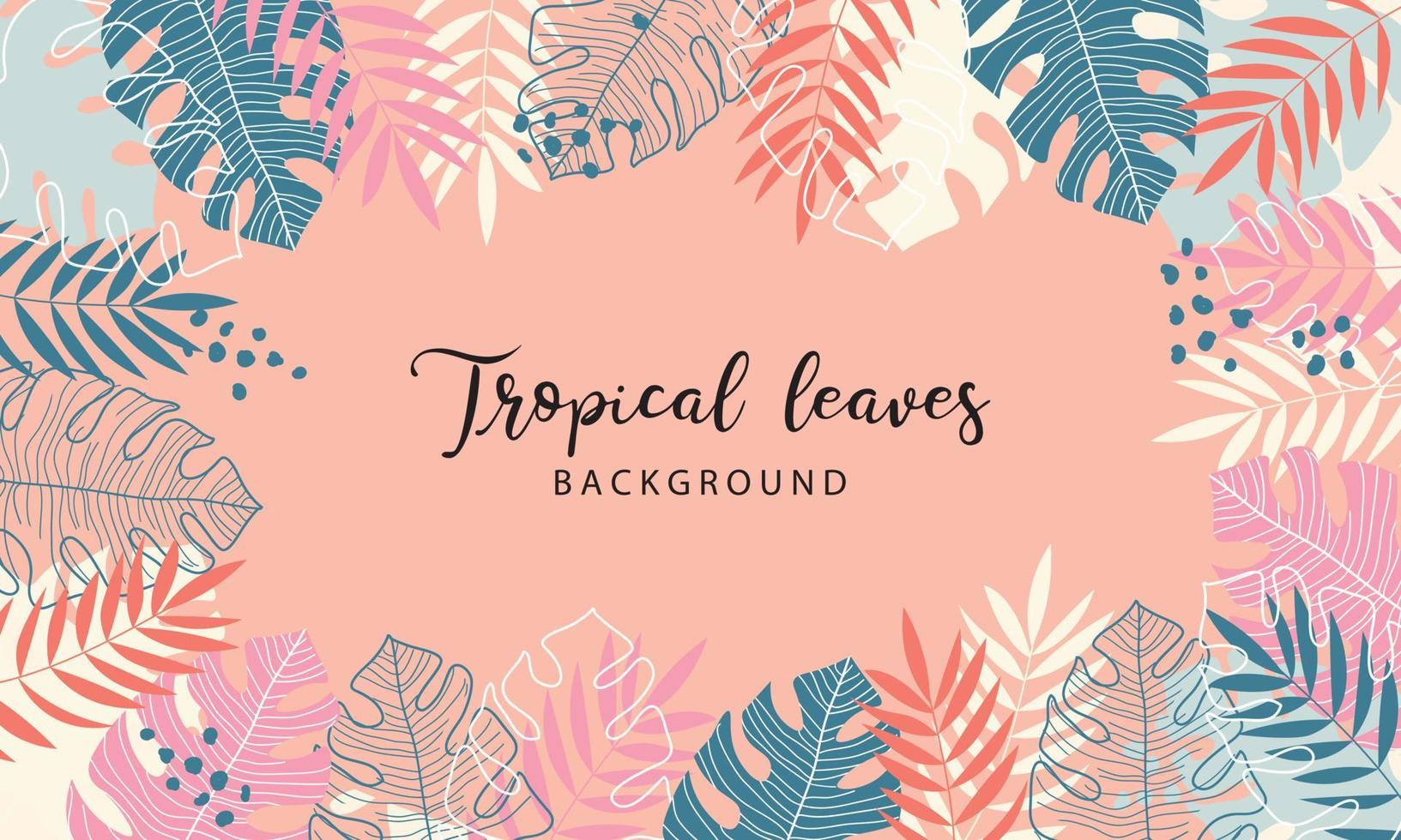Modern tropical leaves with colorful background vector