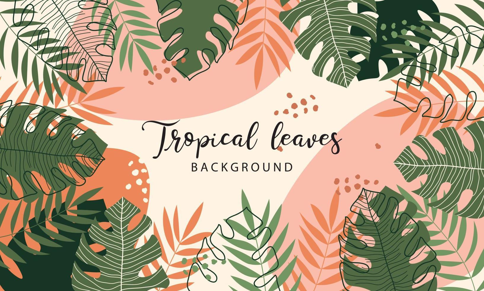 Modern tropical leaves with colorful background vector
