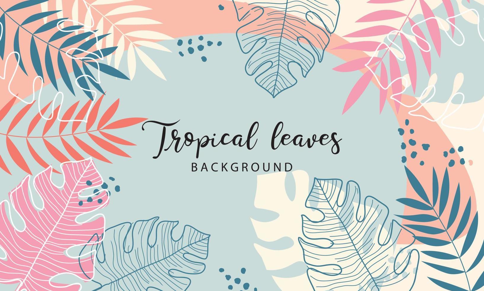 Modern tropical leaves with colorful background vector