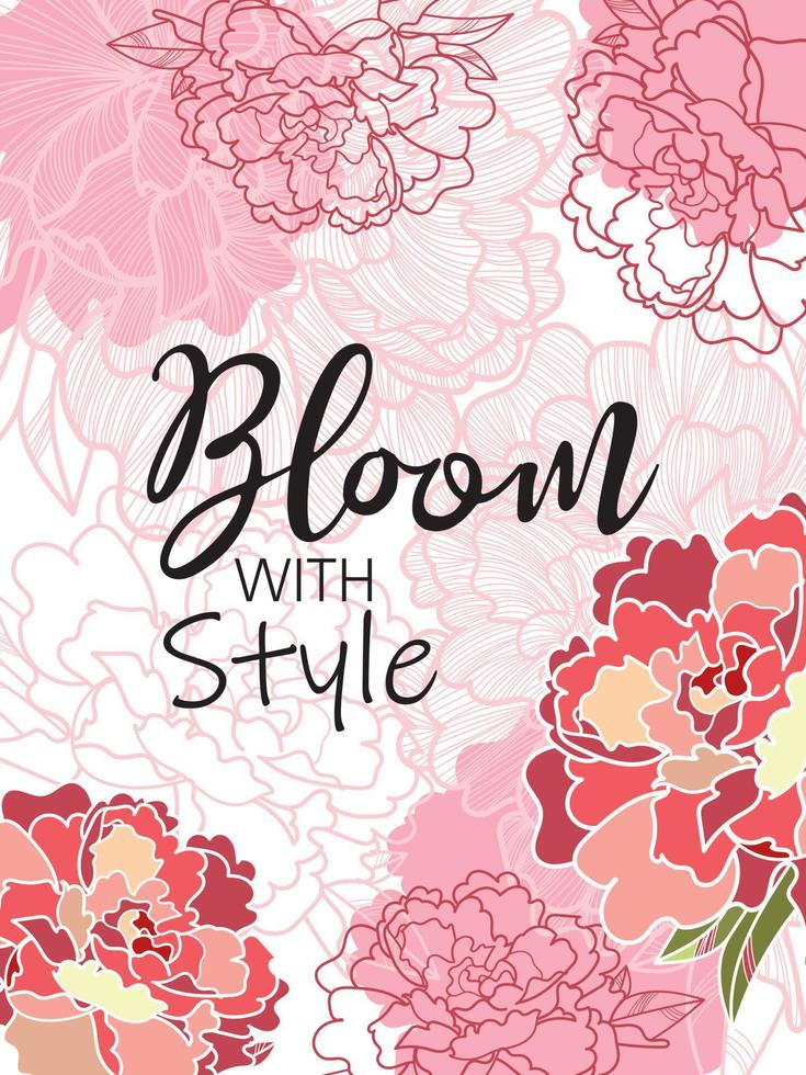 Vector spring flower line pattern