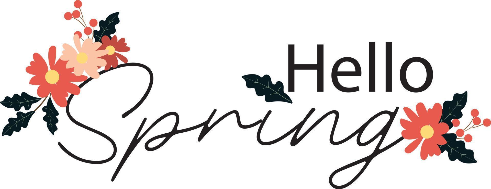 Hand drawn black lettering Hello spring vector