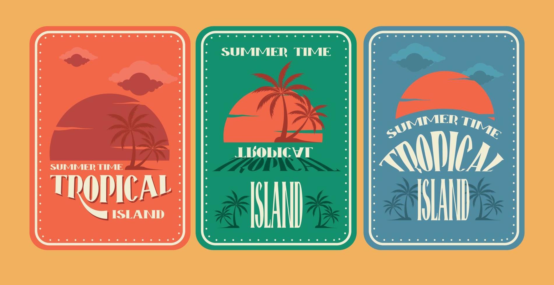 Summer paradise vacation retro classic poster design vector