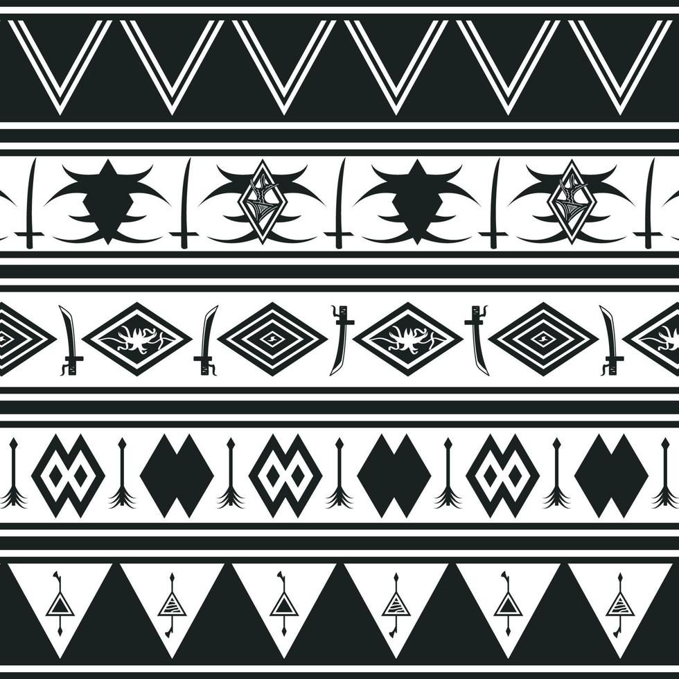 traditional art own made ethnic jungle tribal pattern black and white background suitable for print cloth and packaging vector