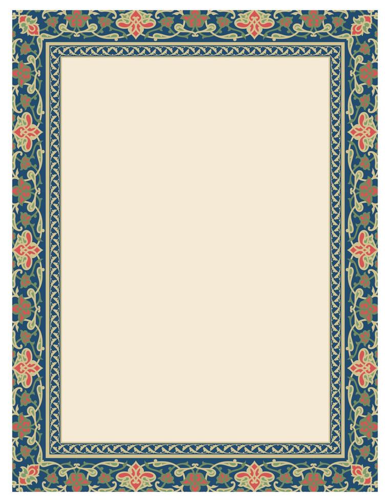 Vector vintage border frame pattern in Eastern style. Ornate element for design and place for text. Ornamental illustration for wedding invitations and greeting cards. Traditional decor.