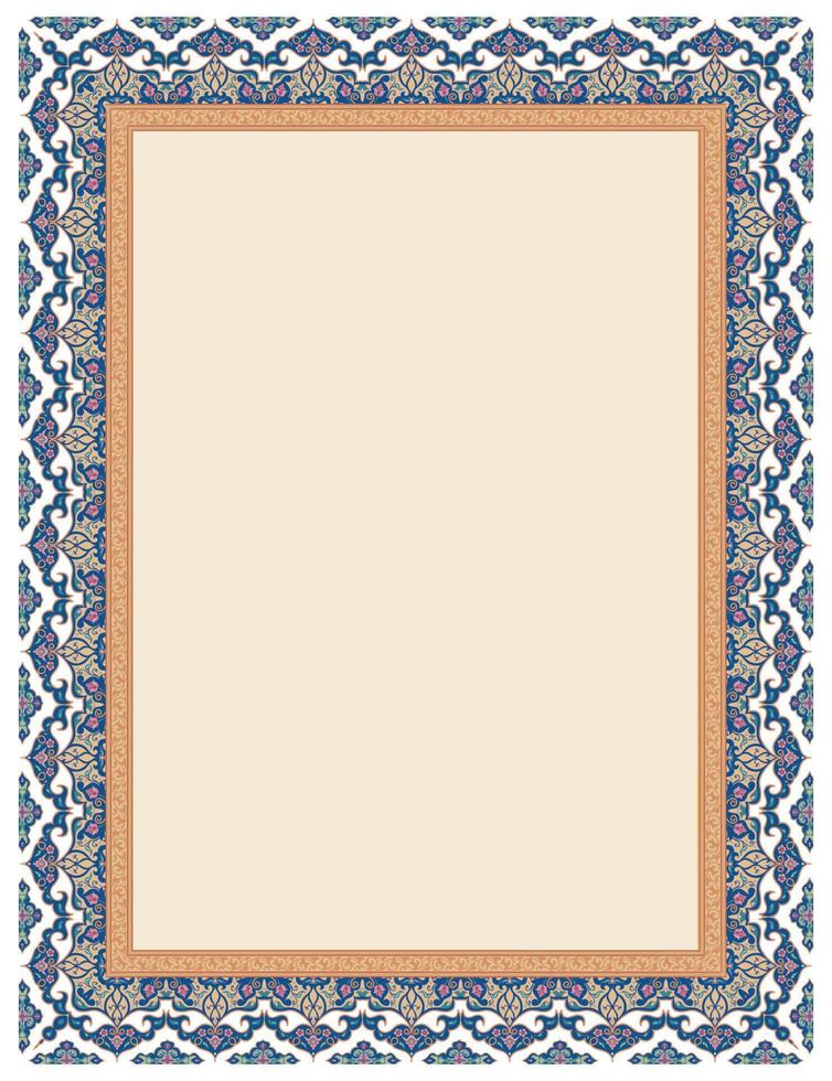 Decorative Mughal floral border frame with copy space vector art.