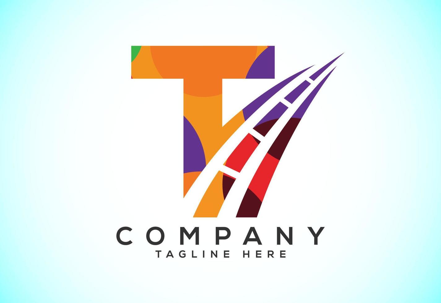 Letter T with road logo sing. Polygonal style logo for highway maintenance and construction. vector
