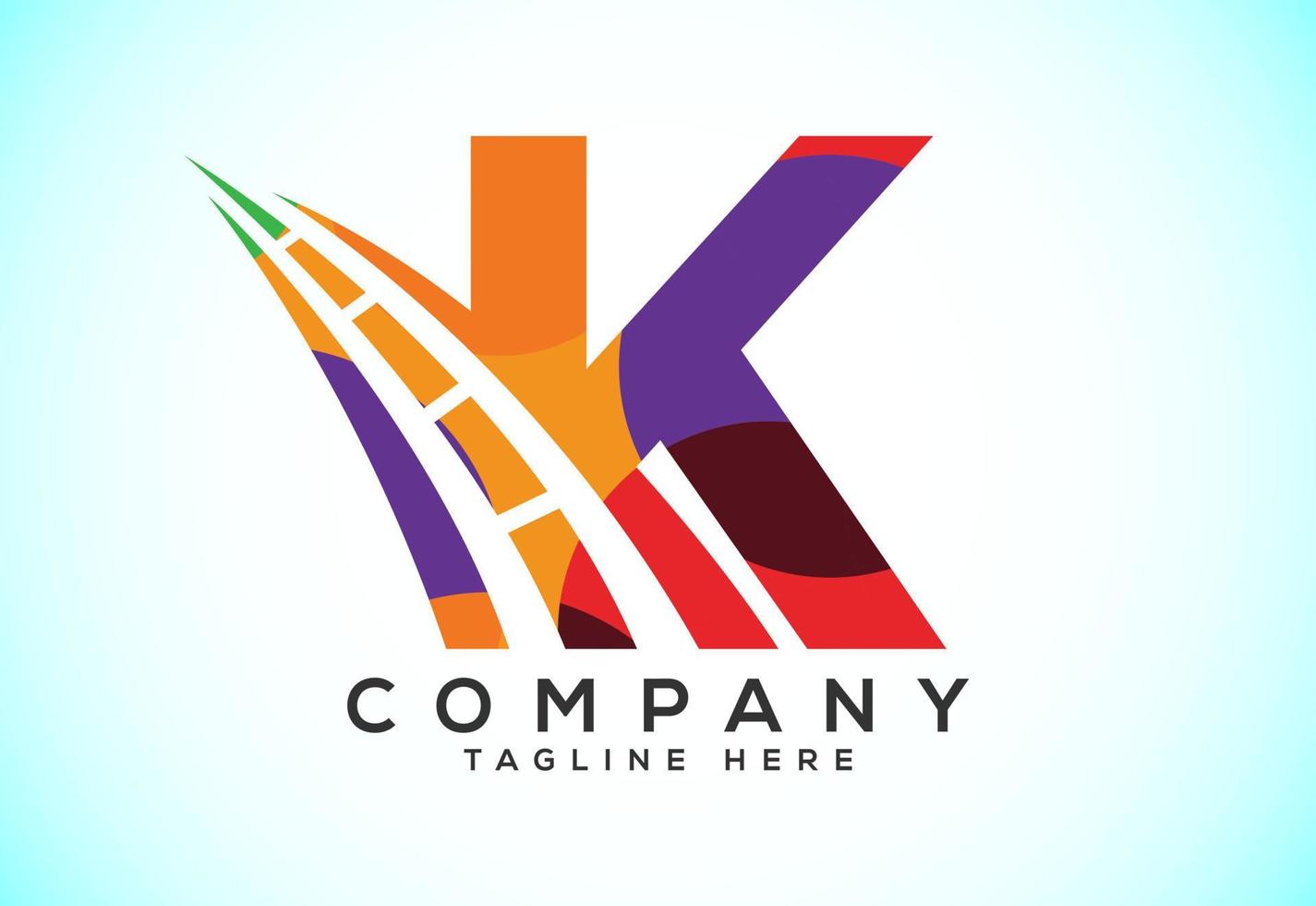 Letter K with road logo sing. Polygonal style logo for highway maintenance and construction. vector