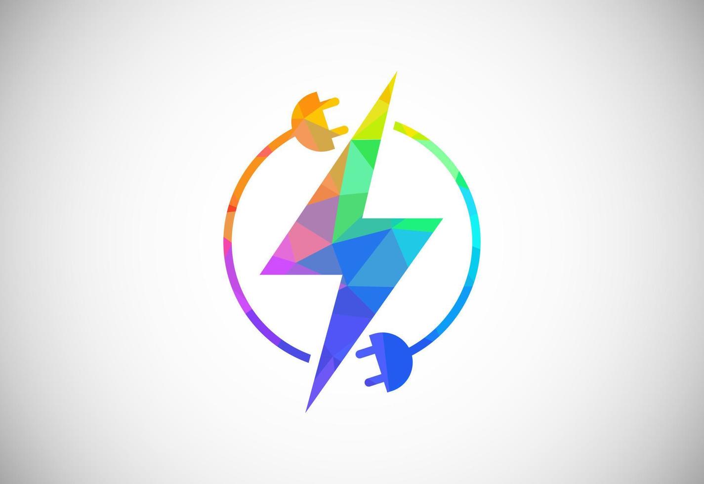 Polygonal low poly electricity logo template lighting bolt sign symbol vector