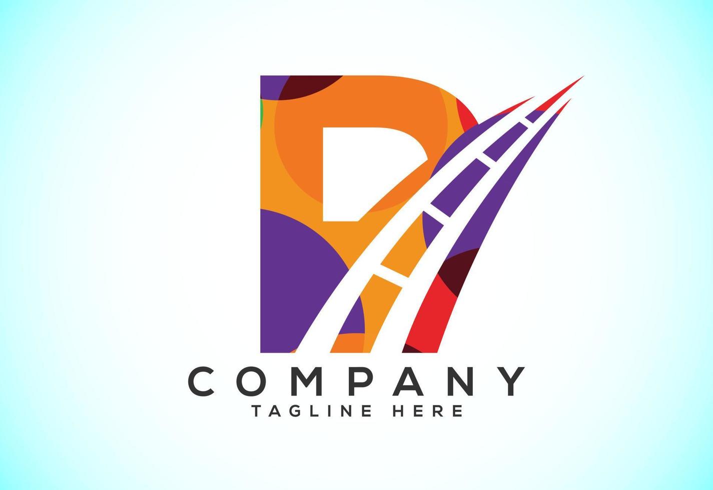 Letter P with road logo sing. Polygonal style logo for highway maintenance and construction. vector