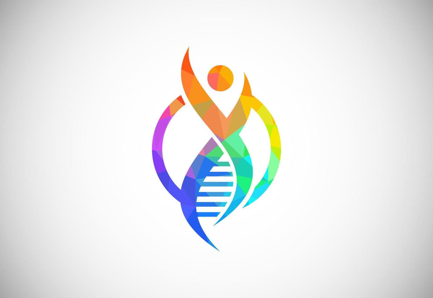 Polygonal DNA vector logo. Genetics logo design concept. Logo for medicine, science, laboratory, business, and company identity