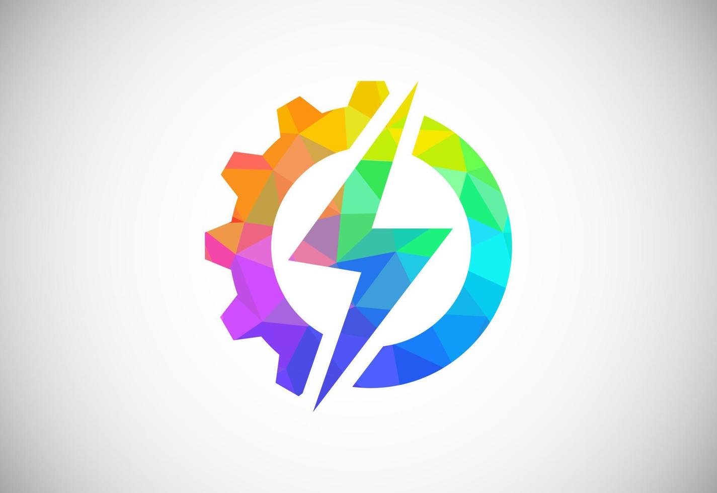 Polygonal low poly electricity logo template lighting bolt sign symbol vector