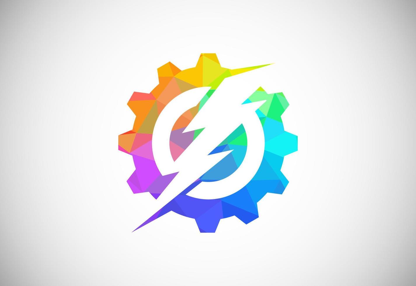 Polygonal low poly electricity logo template lighting bolt sign symbol vector