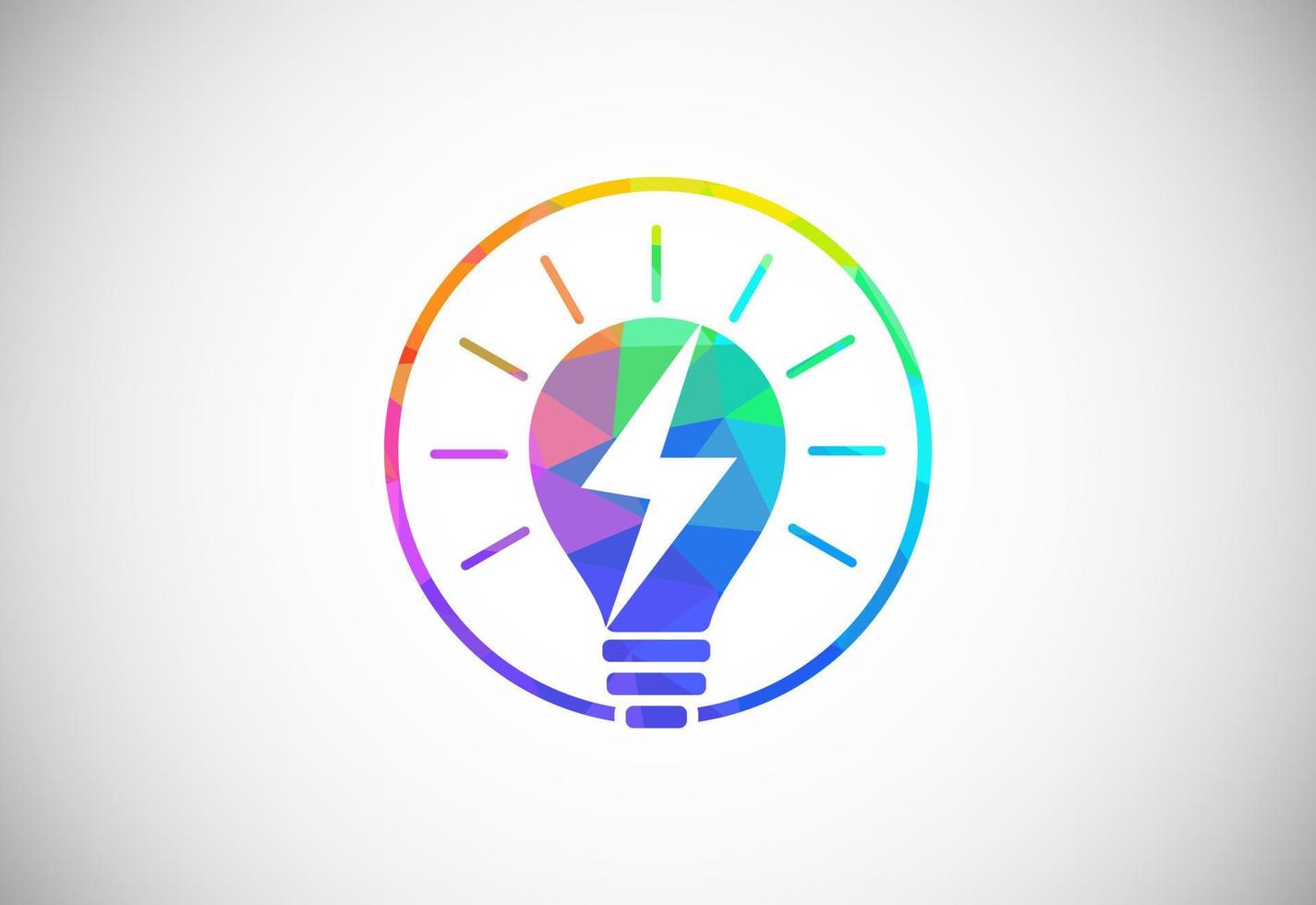 Polygonal low poly electricity logo template lighting bolt sign symbol vector