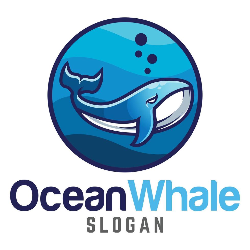 Modern simple minimalist Whale mascot logo design vector with modern illustration concept style for badge, emblem and tshirt printing. modern whale circle logo illustration.