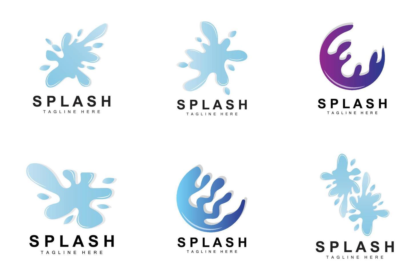 Splash Logo, Water Wave Icon, Bubble Vector, Water Logo Art, Template Illustration vector