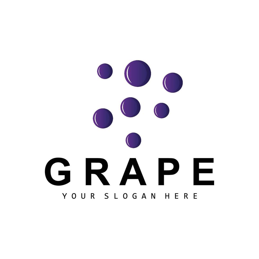 Grape Fruit Logo, Circle Style Fruit Design, Grape Farm Vector, Wine Drink, Nature Icon, Illustration Template vector