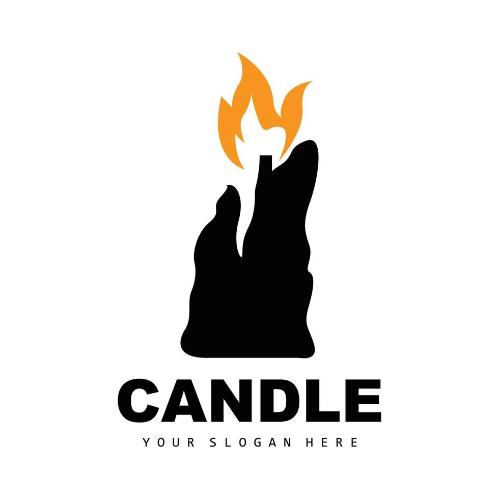 Candle Logo, Elegant Romantic Candle Light Dinner Flame Light Design, Traditional Spa Candle Vector