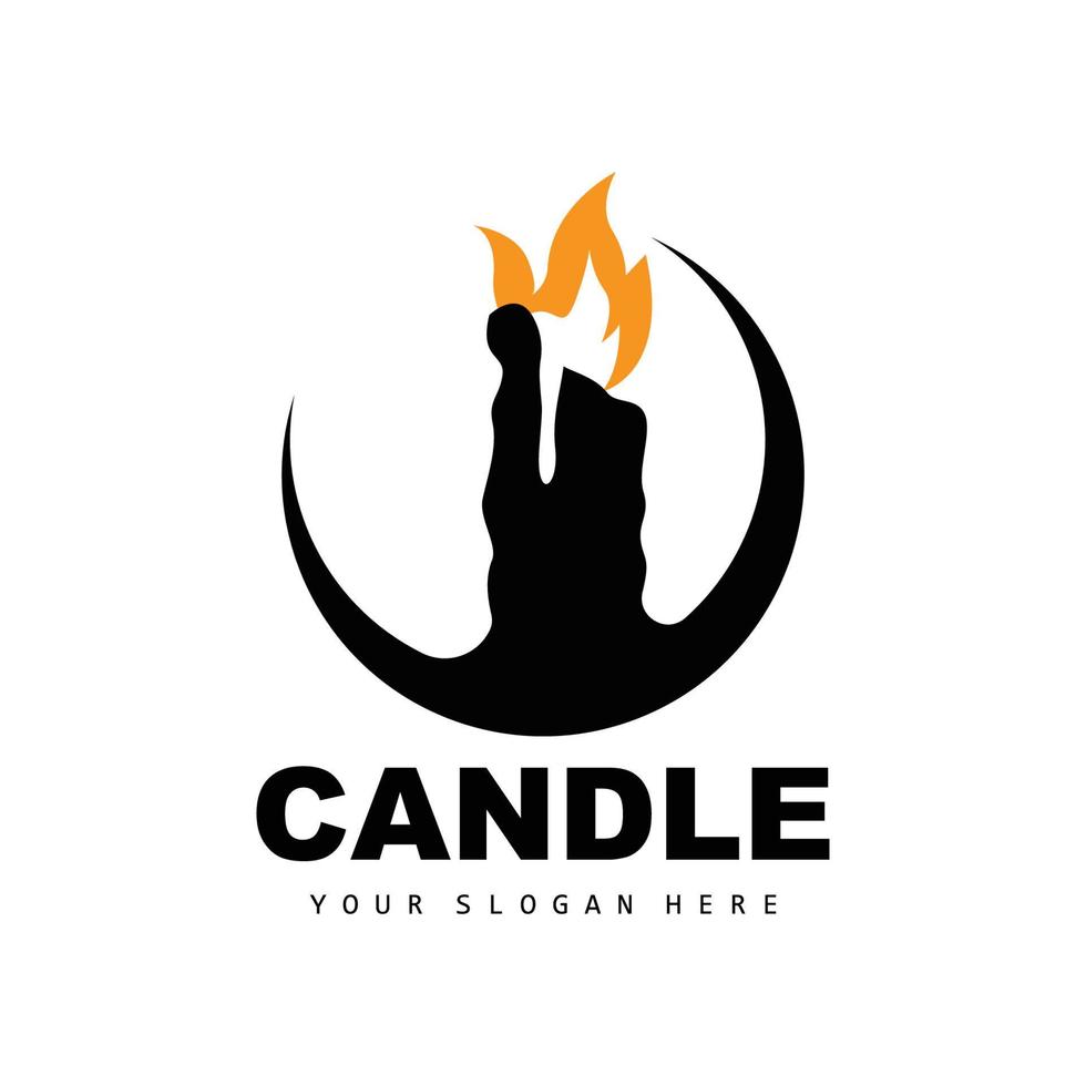 Candle Logo, Elegant Romantic Candle Light Dinner Flame Light Design, Traditional Spa Candle Vector