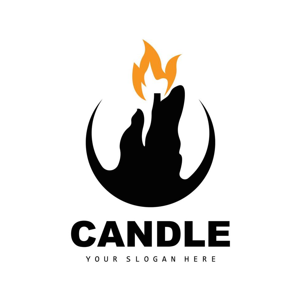 Candle Logo, Elegant Romantic Candle Light Dinner Flame Light Design, Traditional Spa Candle Vector