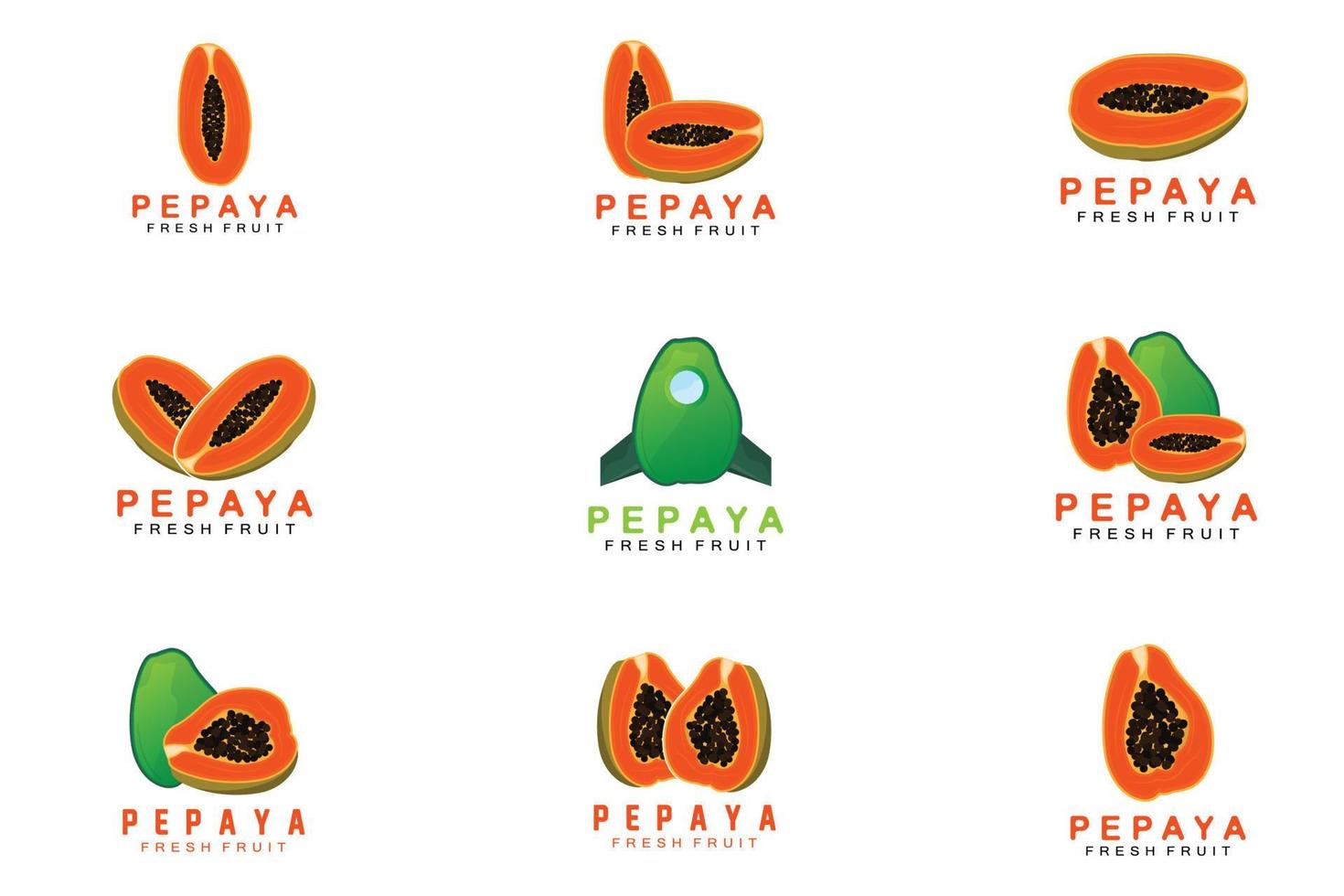 Textured Orange Fruit Design Papaya Logo, Papaya Tree Brand Product Label Vector, Fruit Market vector