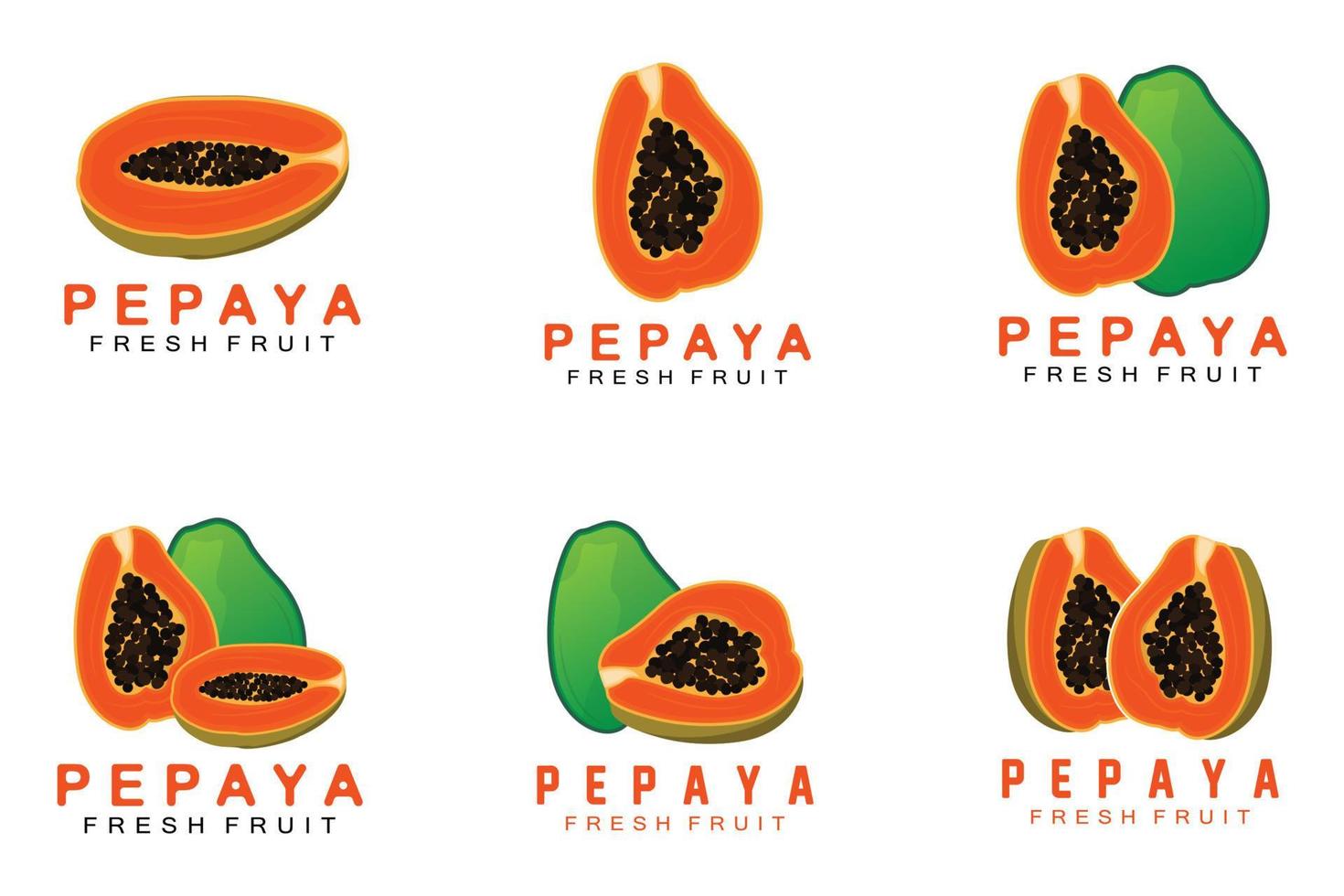 logotipo de papaya con diseño de fruta naranja texturizada, vector de etiqueta de producto de marca de árbol de papaya, mercado de frutas