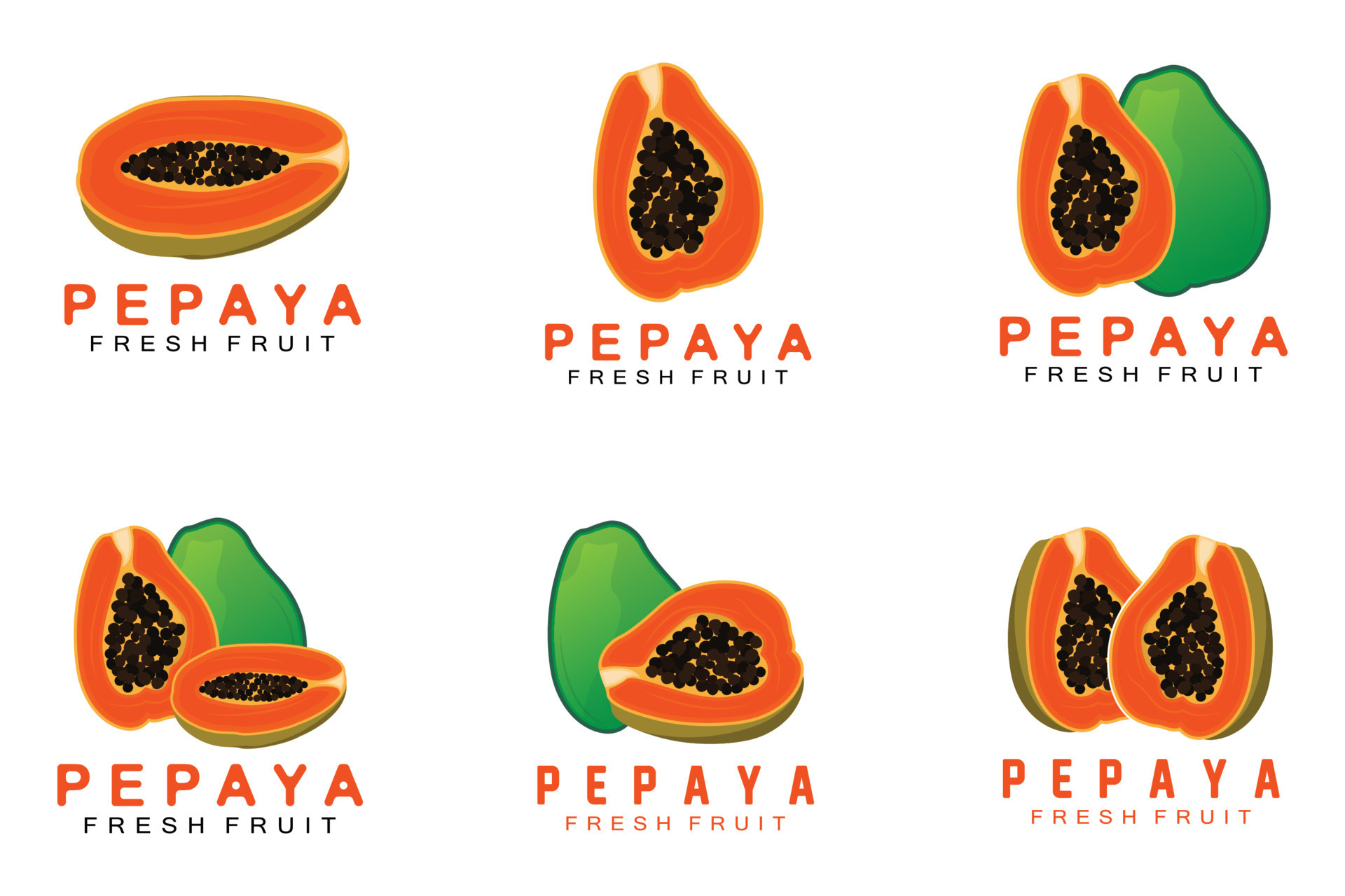 Textured Orange Fruit Design Papaya Logo, Papaya Tree Brand Product