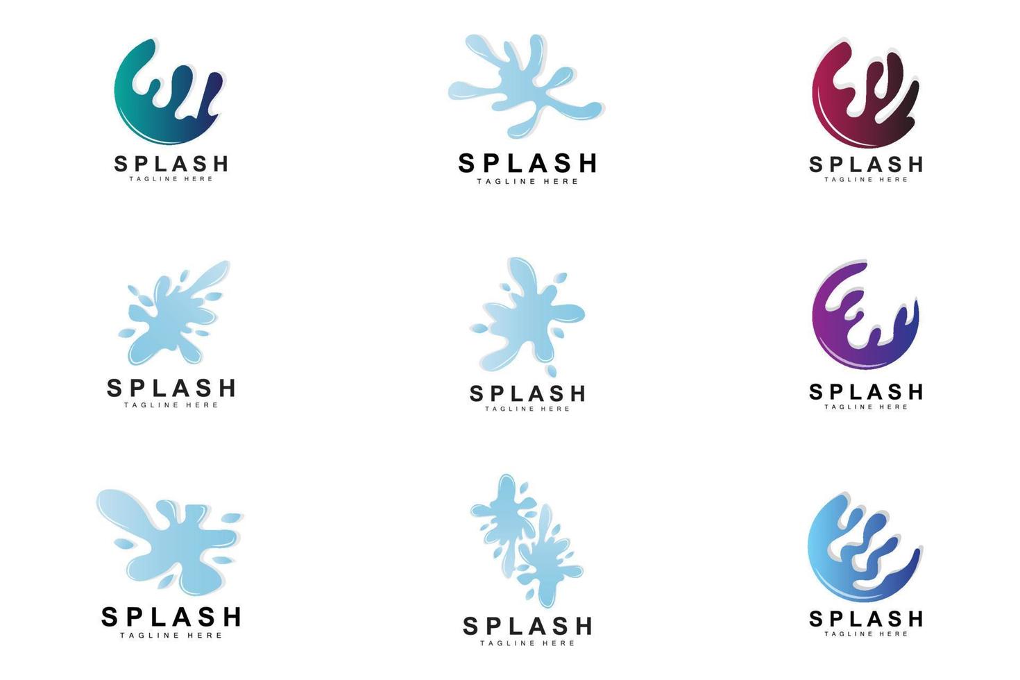 Splash Logo, Water Wave Icon, Bubble Vector, Water Logo Art, Template Illustration vector