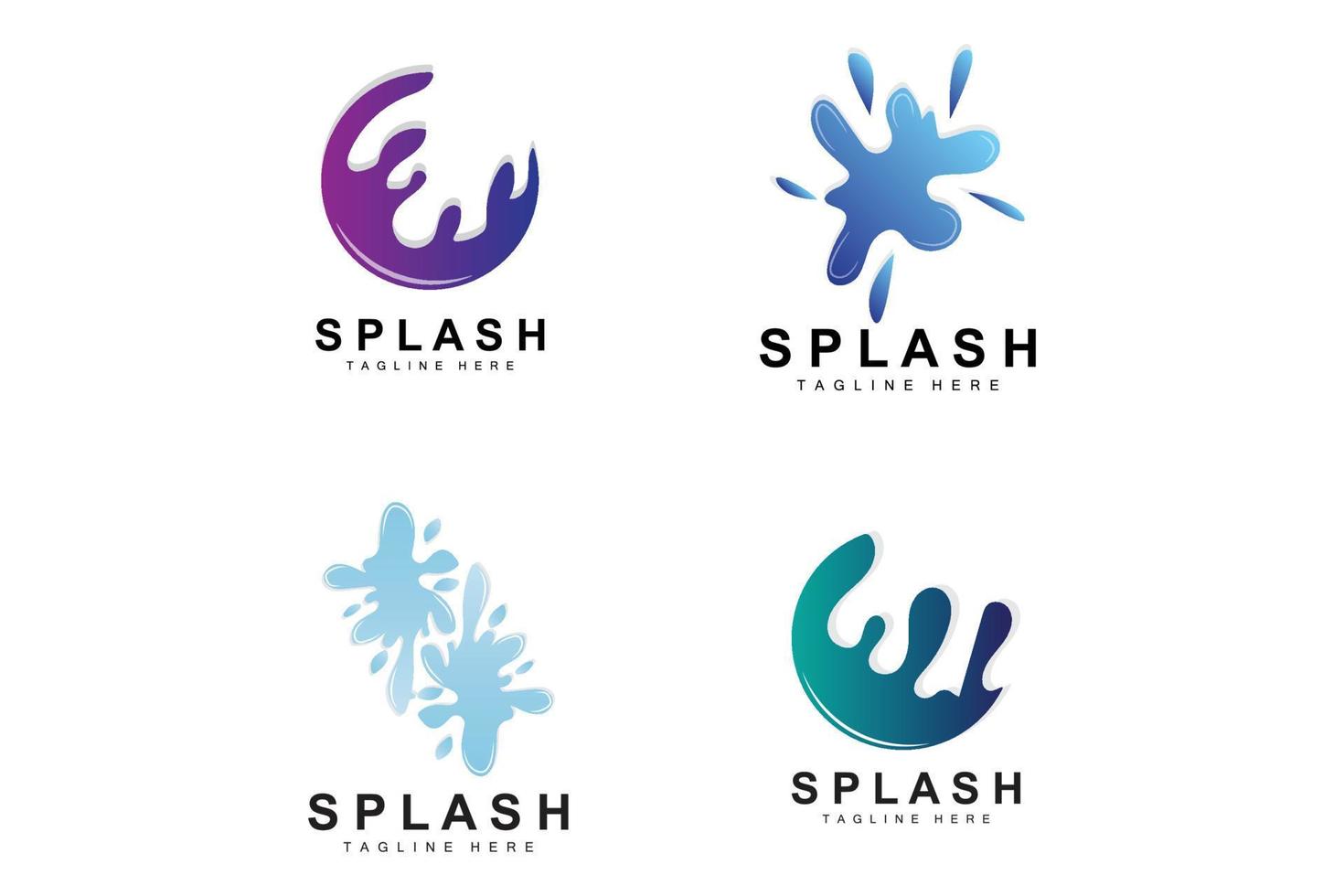 Splash Logo, Water Wave Icon, Bubble Vector, Water Logo Art, Template Illustration vector