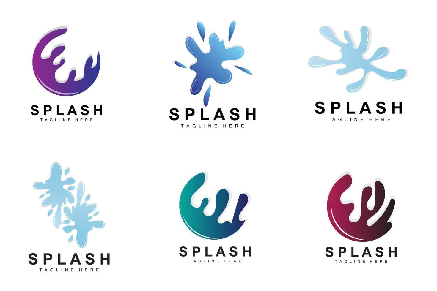 Splash Logo, Water Wave Icon, Bubble Vector, Water Logo Art, Template Illustration vector