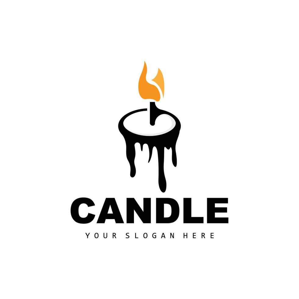 Candle Logo, Elegant Romantic Candle Light Dinner Flame Light Design, Traditional Spa Candle Vector