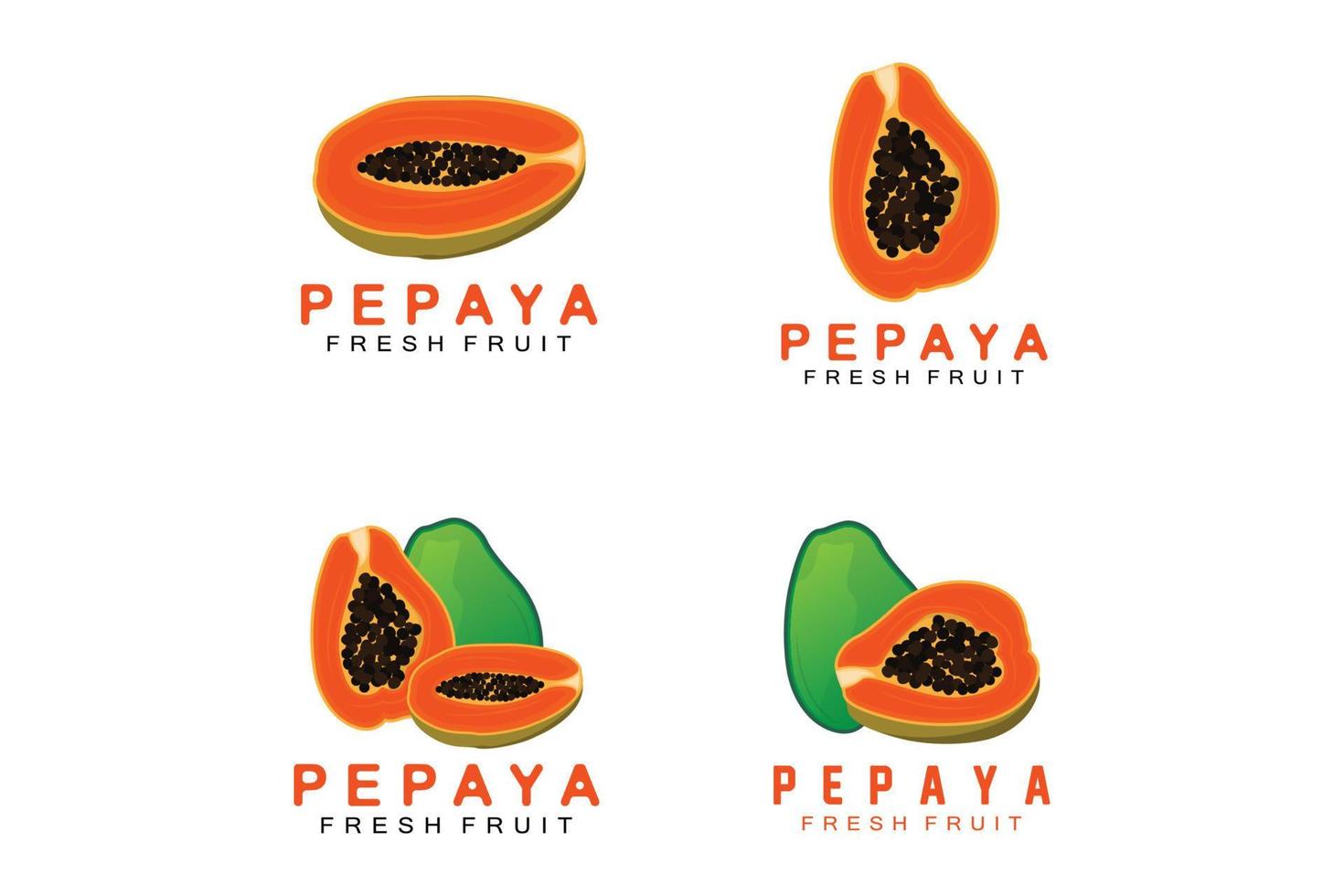 logotipo de papaya con diseño de fruta naranja texturizada, vector de etiqueta de producto de marca de árbol de papaya, mercado de frutas