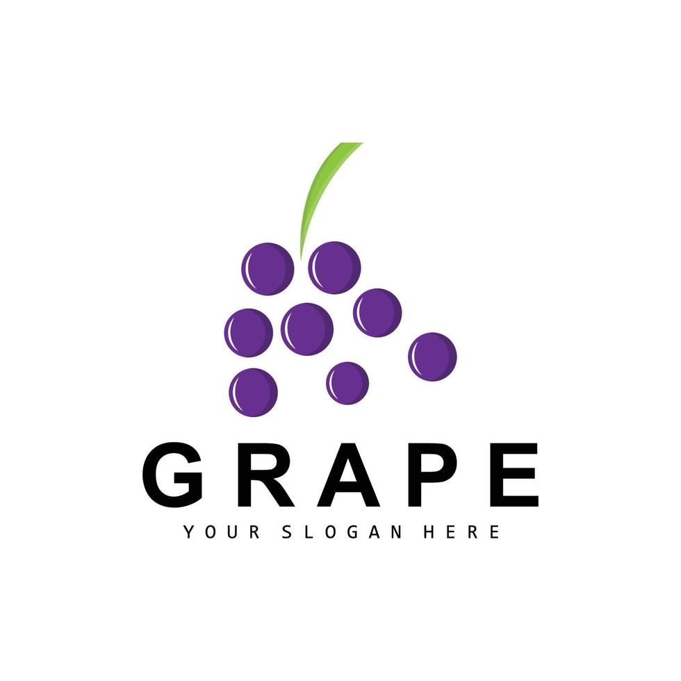 Grape Fruit Logo, Circle Style Fruit Design, Grape Farm Vector, Wine Drink, Nature Icon, Illustration Template vector