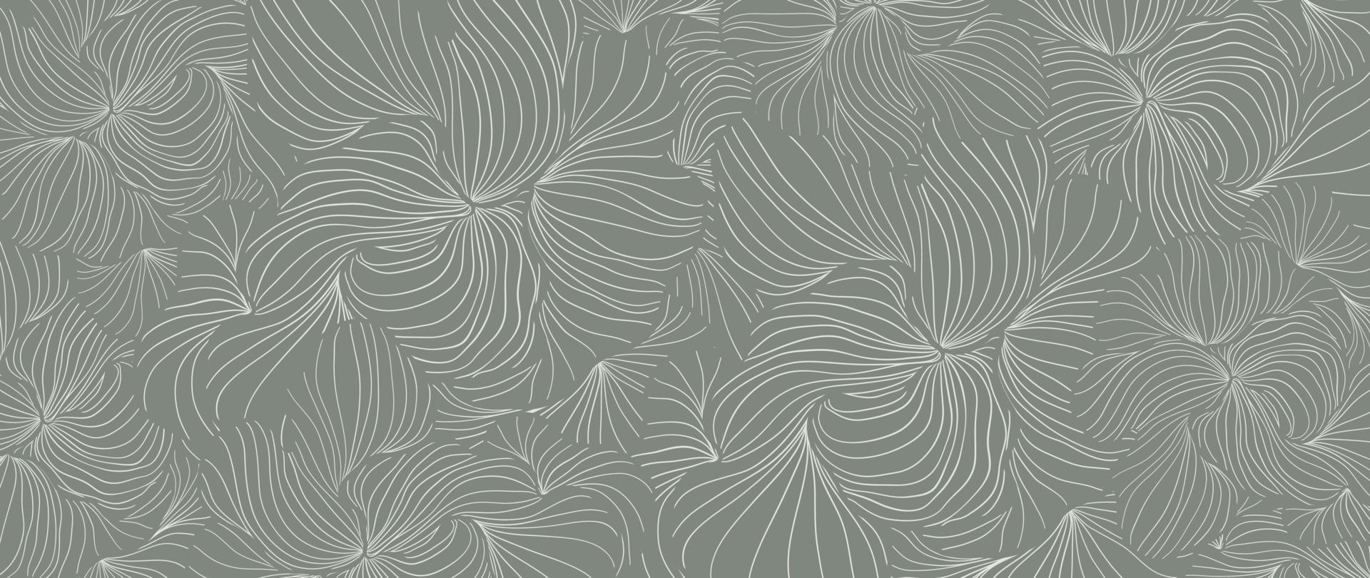 Tropical leaf line art background vector. Abstract botanical floral petal line art pattern design in minimalist linear contour style. Design for fabric, print, cover, banner, decoration, wallpaper. vector