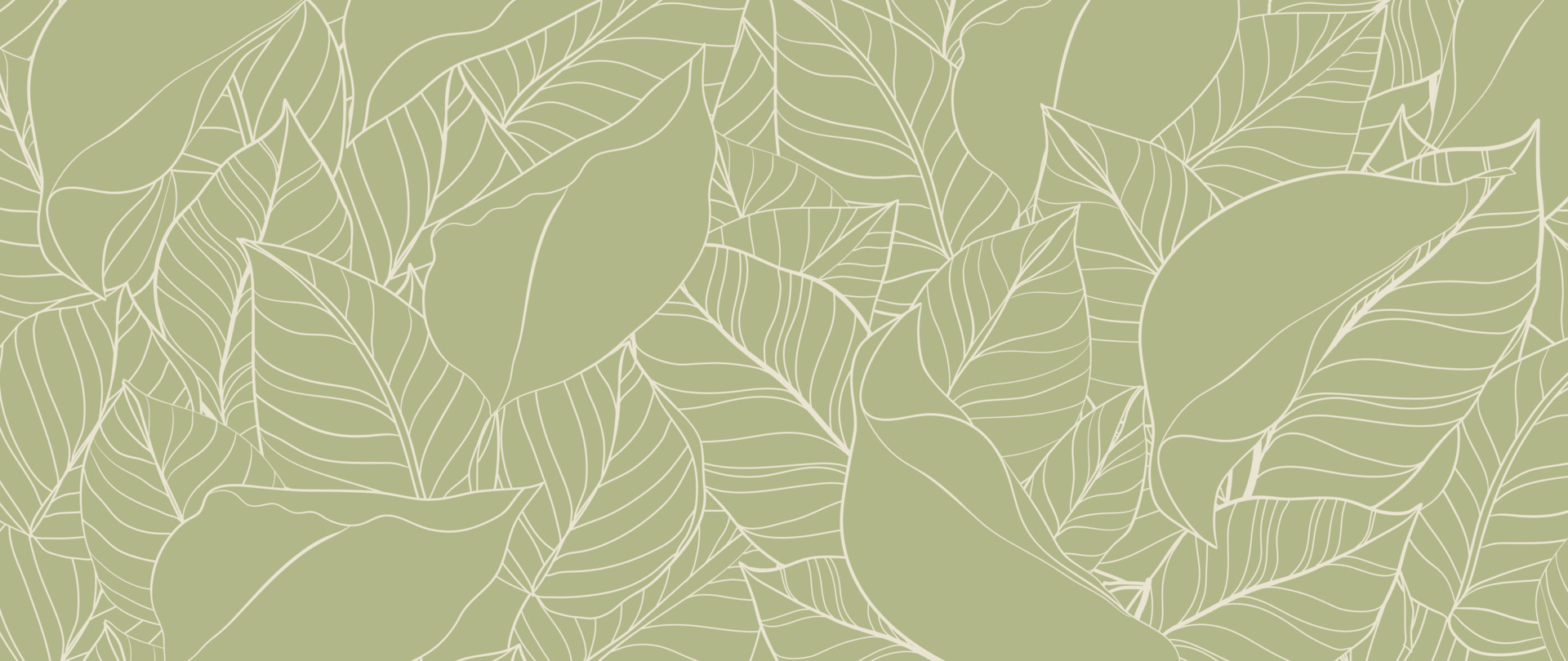 Botanical leaf line art wallpaper background vector. Luxury natural