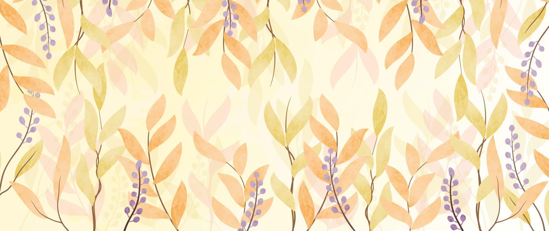 Abstract floral art background vector. Hand painted watercolor botanical spring wildflower and leaf branch texture. Art design illustration for wallpaper, poster, banner card, print, web and packaging vector