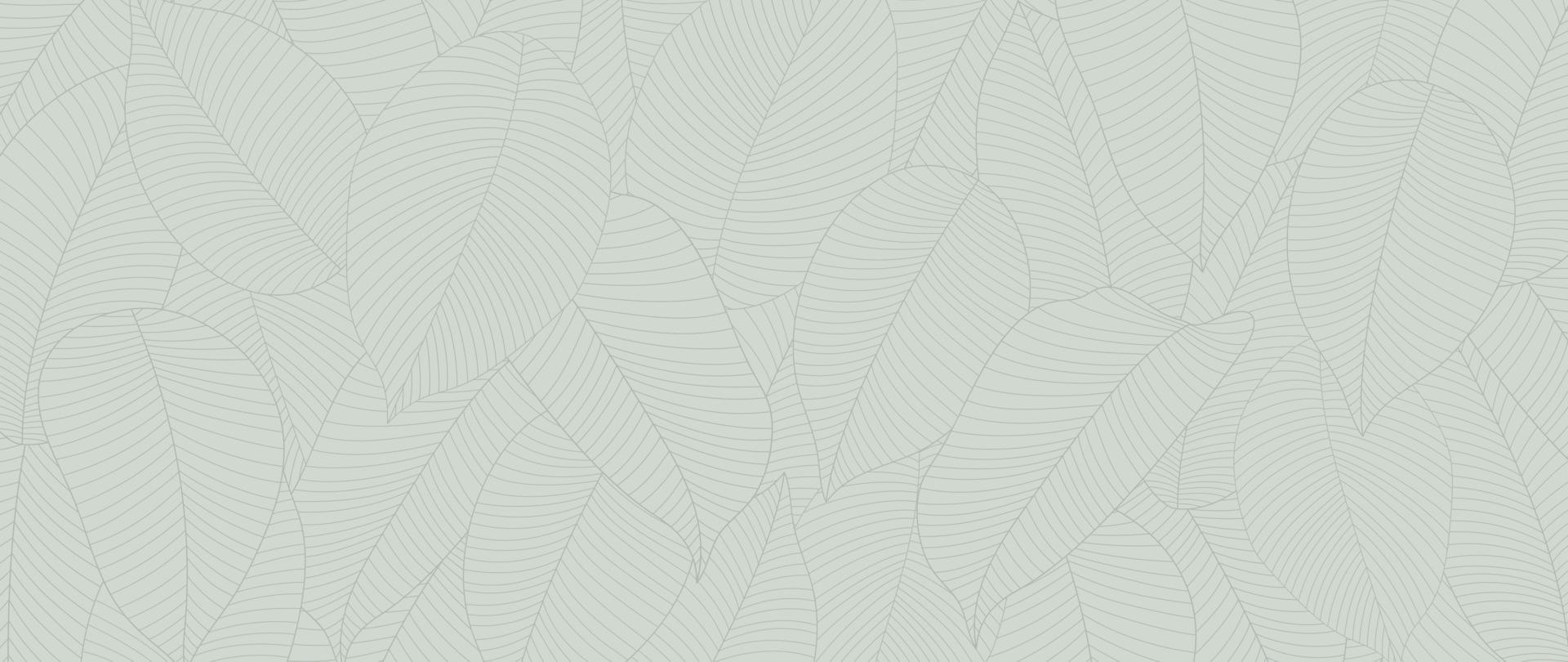 botánico hoja línea Arte fondo de pantalla antecedentes vector. lujo natural mano dibujado follaje modelo diseño en minimalista lineal contorno sencillo estilo. diseño para tela, imprimir, cubrir, bandera, invitación. vector