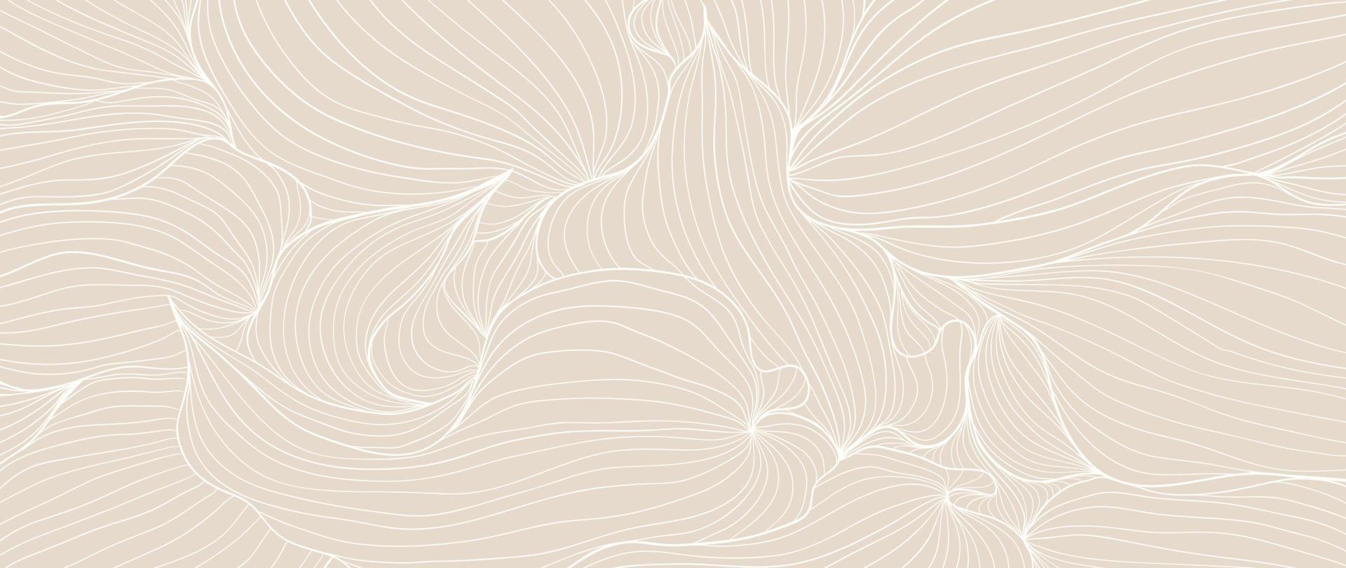 Tropical leaf line art background vector. Abstract botanical floral petal line art pattern design in minimalist linear contour style. Design for fabric, print, cover, banner, decoration, wallpaper. vector