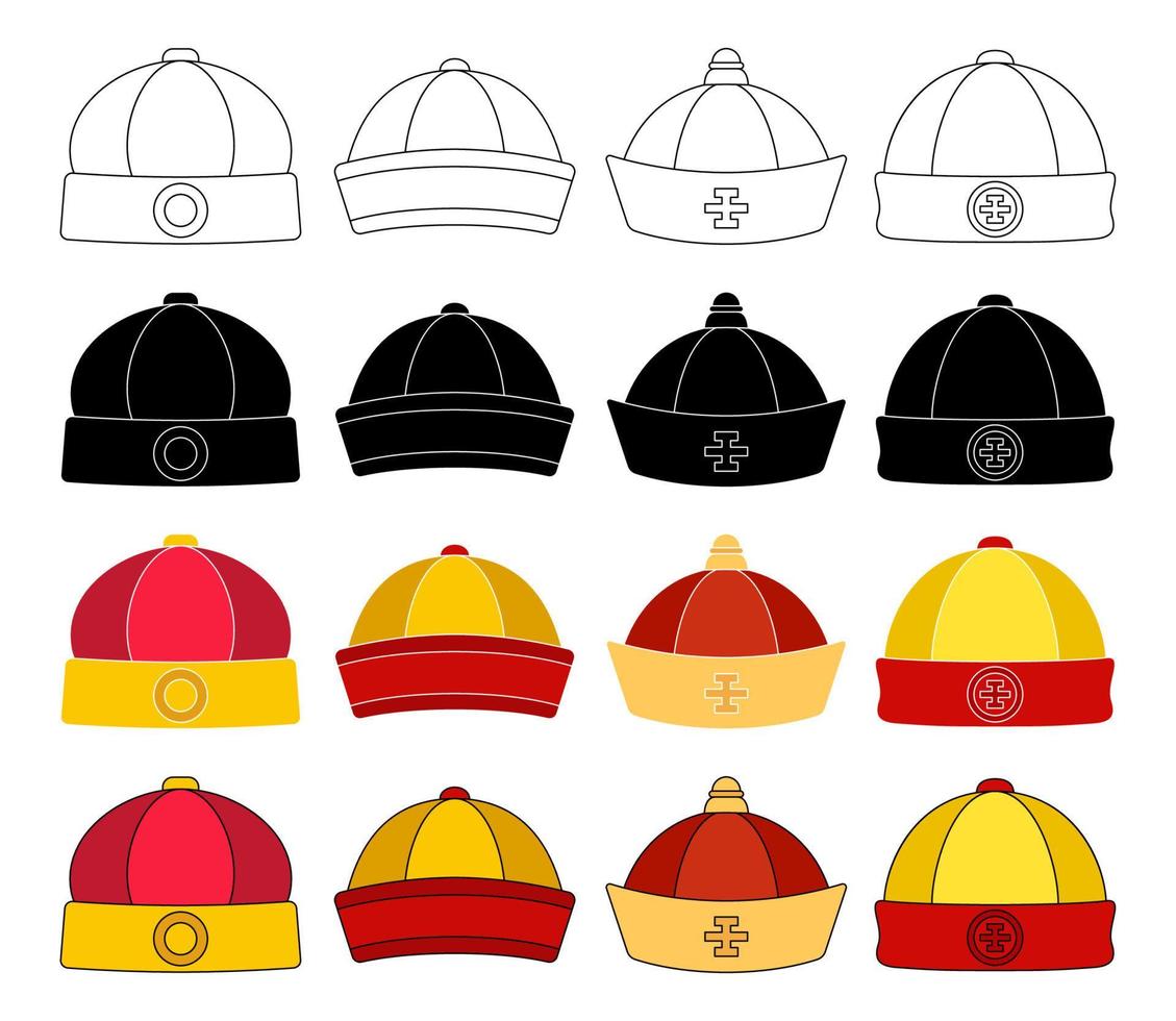 Chinese Hat in flat style isolated vector