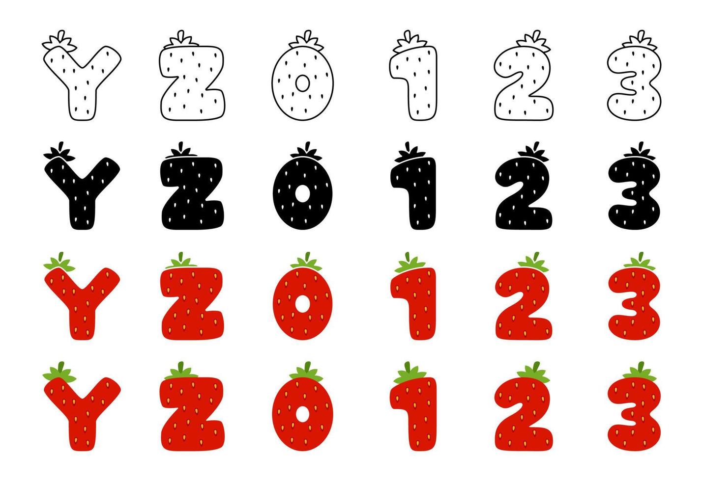 Alphabet with number in flat style isolated vector