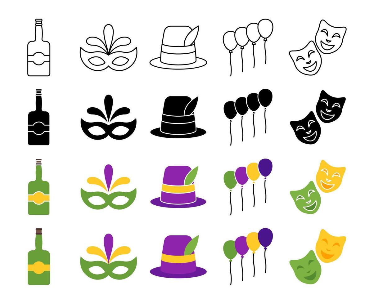 colección de diseño elementos para mardi gras vector