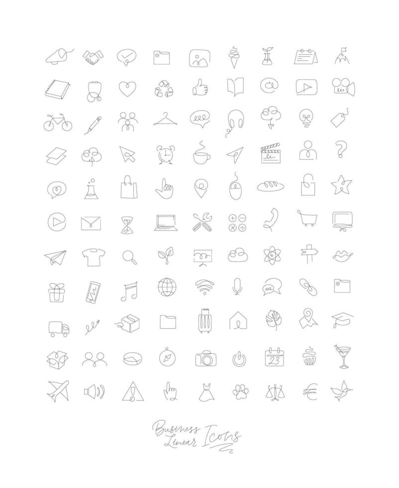Minimalist linear icons for business drawing on white background. vector