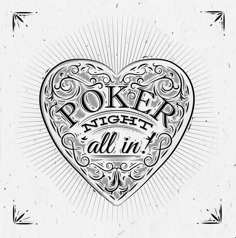 Sign chirwa in vintage style lettering poker night all in vector