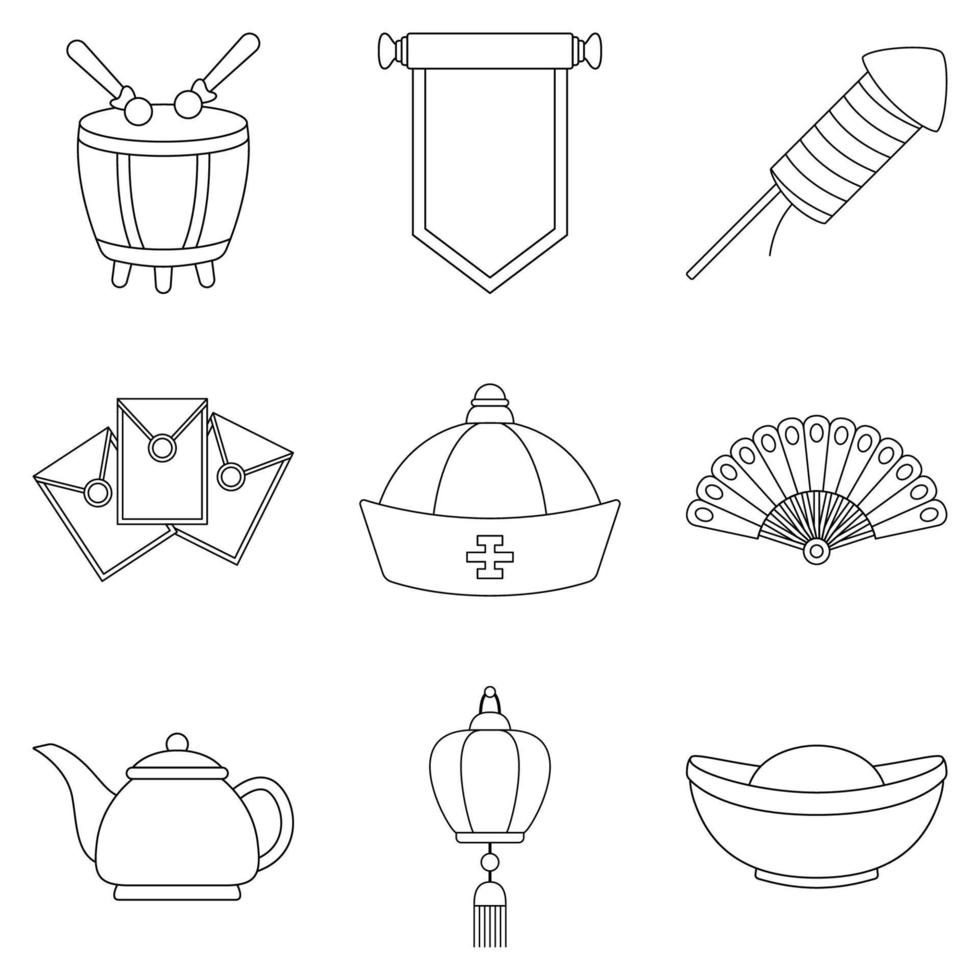 Set of Chinese New Year in flat style vector
