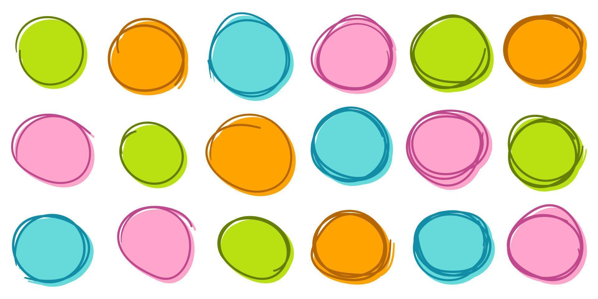 Set of Color circle line sketch vector