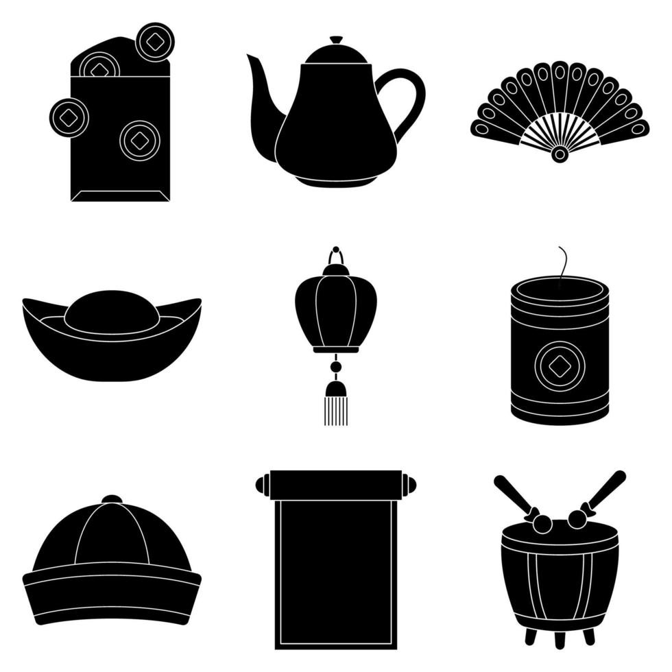 Set of Chinese New Year in flat style vector
