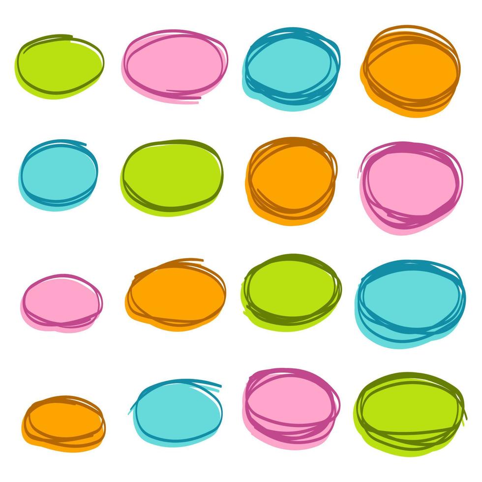 Set of Color circle line sketch vector